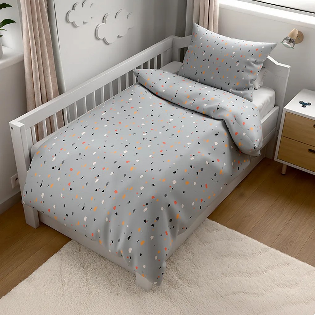 Krepp ágynemű kiságyhoz Renforcé PINTURA szürke Ágyneműhuzat mérete: 45 x 65 cm | 90 x 140 cm