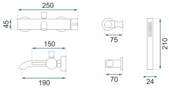 REA-B6635 - LUNGO fürdőkád-szett arany