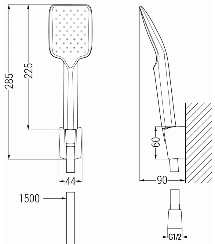 Mexen tartozékok - 1 pontos kézizuhany készlet R-62, fehér, 785625052-20