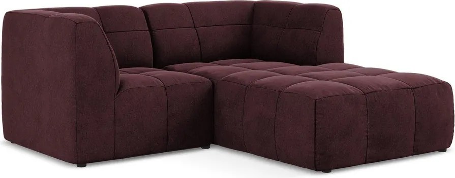 Borvörös bársony sarokkanapé (jobb oldali-heverő résszel) Aloha – Makamii