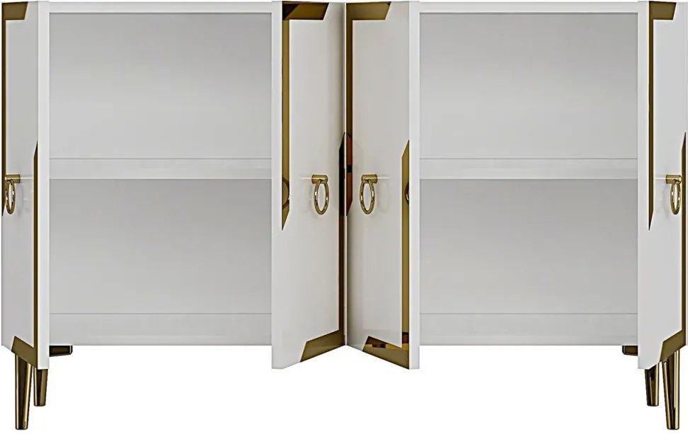Seza komód, fehér-arany, 120 cm