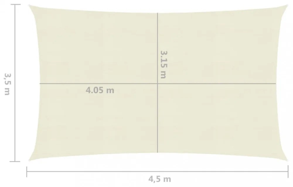 krémszínű HDPE napvitorla 160 g/m² 3,5 x 4,5 m
