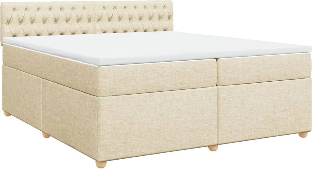 vidaXL krémszínű szövet rugós ágy matraccal 200 x 200 cm