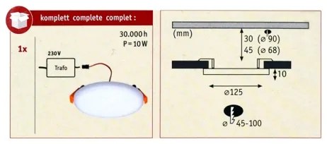 Paulmann 92391 - LED/8,5W IP44 Fürdőszobai beépíthetó lámpa VARIFIT 230V
