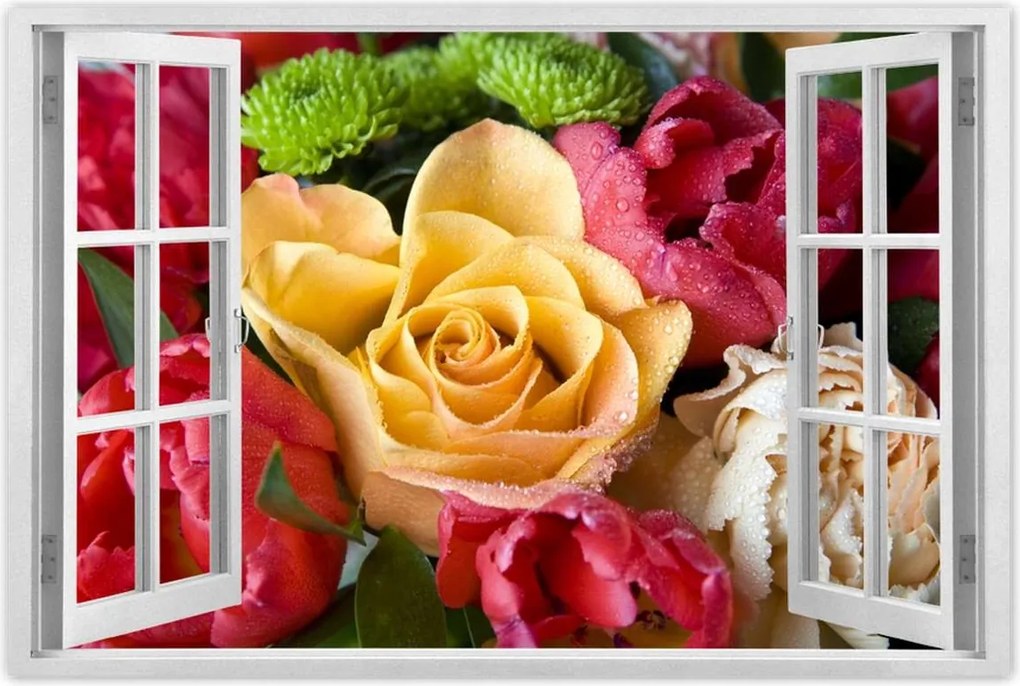 Poszter 60x40 Tulipáncsokor rózsával