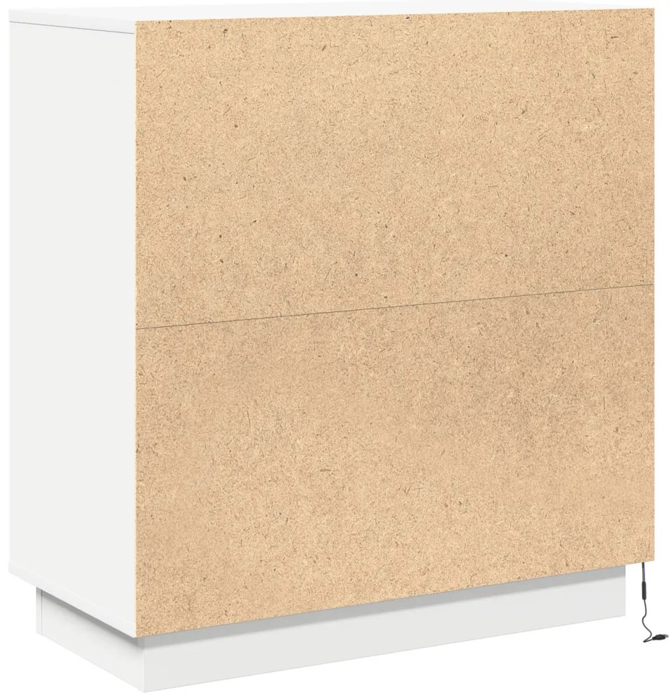 LED éjjeliszekrény Fehér - 71x34.5x75 cm, Mérnökfából készült