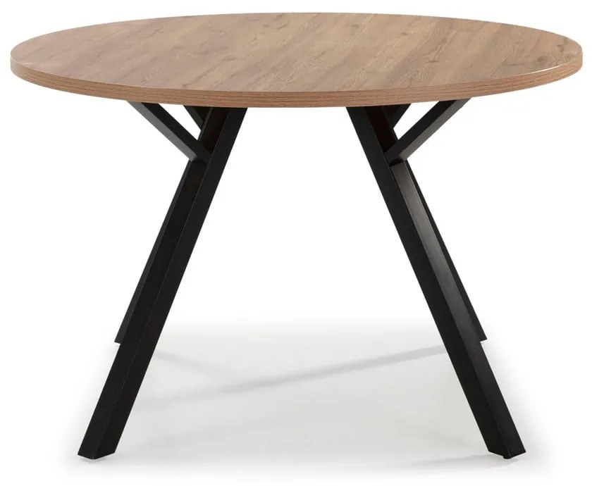Kerek étkezőasztal tölgyfa dekorral ø 120 cm Beni - Marckeric