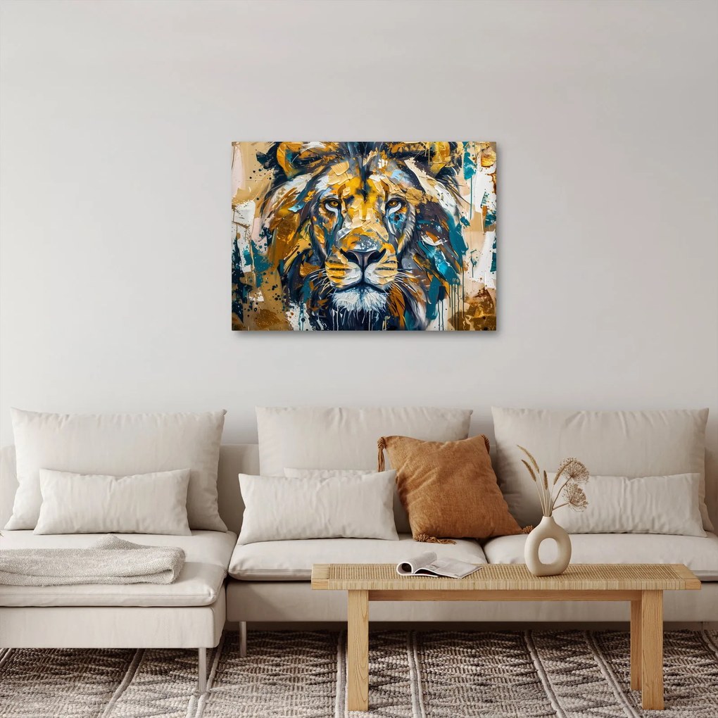 Kép - Absztrakt olajfestmény oroszlánnal (70x50 cm)