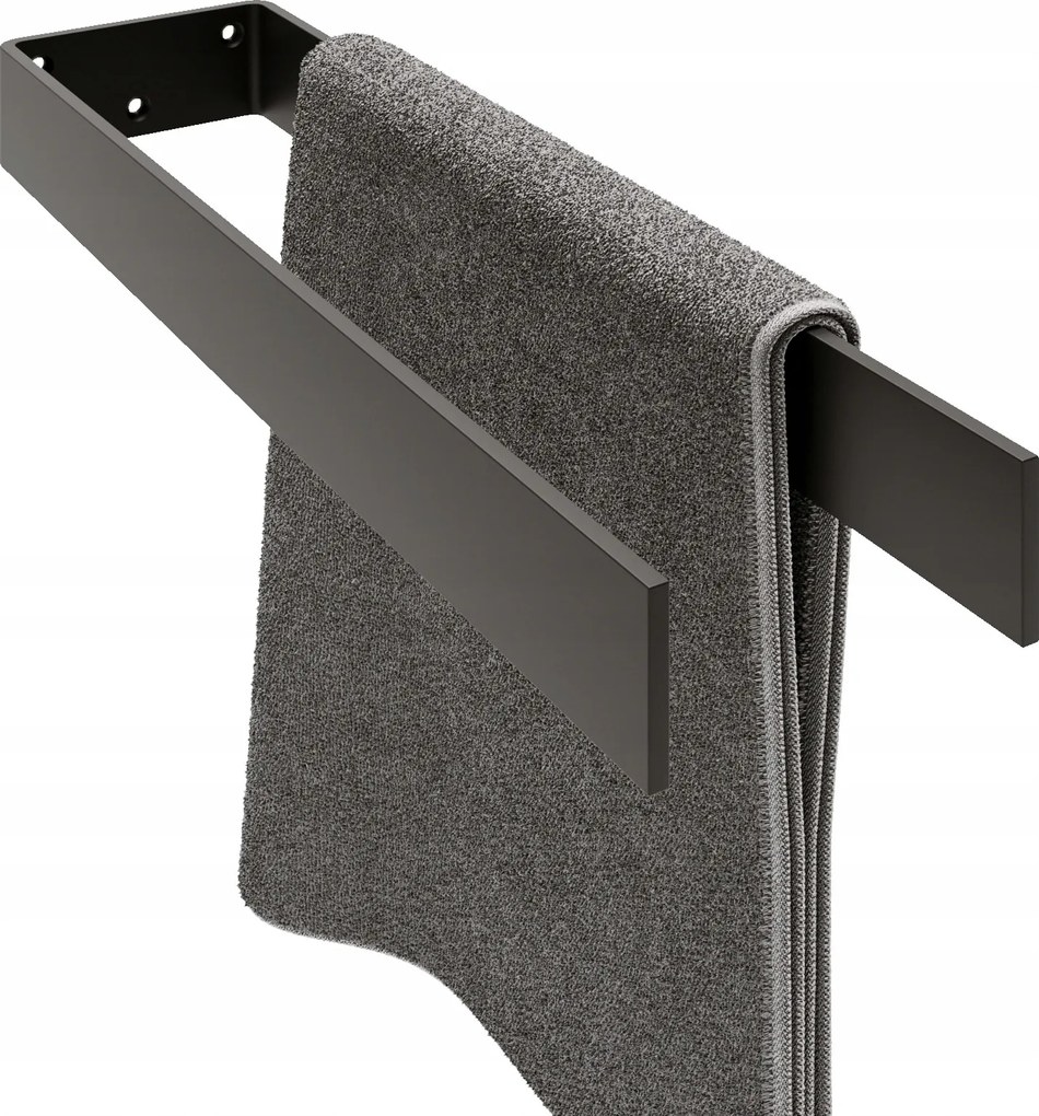 Fürdőszobai loft fali törölközőtartó fekete 40cm fém