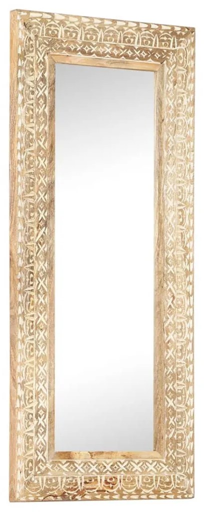 kézzel faragott tömör mangófa tükör 110 x 50 x 2,6 cm