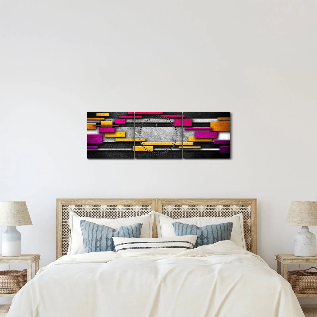 Egy kép a színes absztrakció fekete alapon (órával) (90x30 cm)