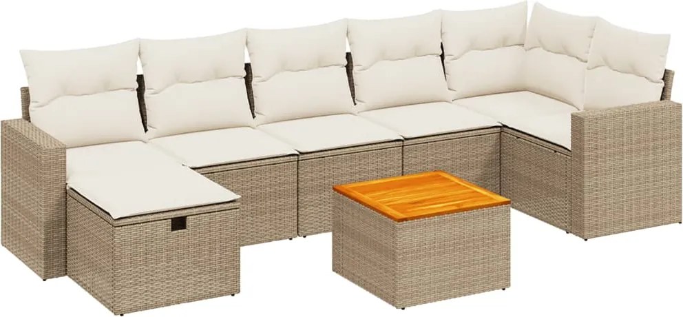 vidaXL 8 részes bézs polyrattan kerti ülőgarnitúra párnával