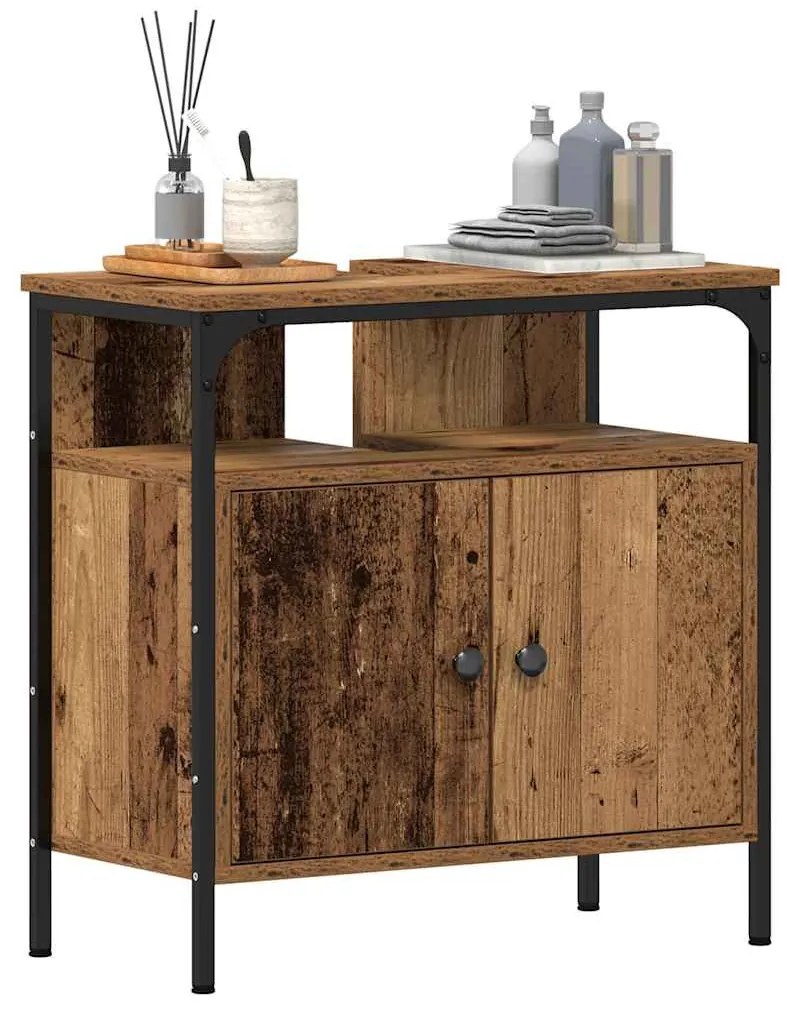 antik fa szerelt fa fürdőszobai mosdószekrény 60 x 30 x 60 cm