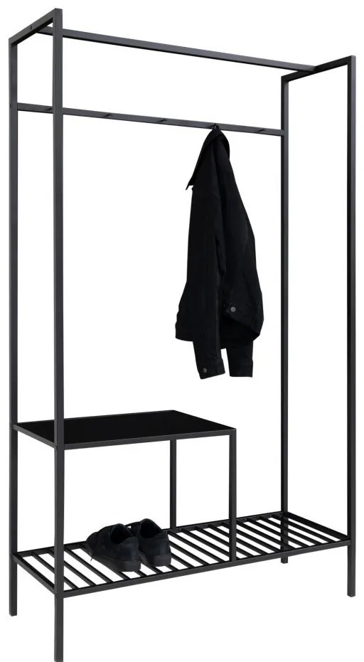 Vita ruhataró állvány, 2 polc, fekete, fekete váz 101x38x170 cm