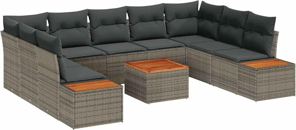 vidaXL Kerti Kanapé Szett párnával tárolóval 5 pcs Szürke Polyrattan