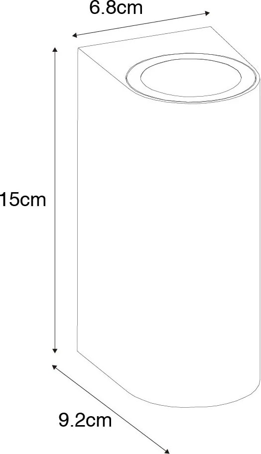 Modern kültéri fali lámpa fekete műanyag ovális 2-lámpás - Baleno