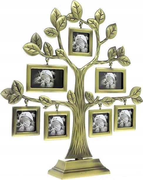Családfa képkeret 14 képhez fém arany ajándék