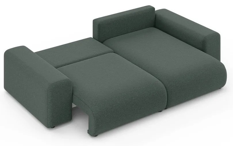 Sötétzöld kinyitható tárolóhelyes sarokkanapé (variálható sarok) Luma – Ropez