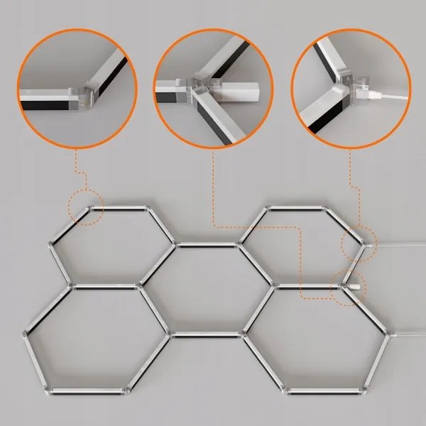 LED RGBW dimmelhető mennyezeti lámpatest HEXAGON LED/144W/85-265V 7000K CRI 90 IP54 fehér+távirányító