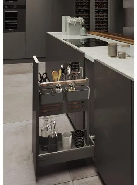 Konyhai fémrács, kiegészítő fiókra építhető szelektív tároló, Shéf fiók, 300mm szekrénybe SIGE 094C