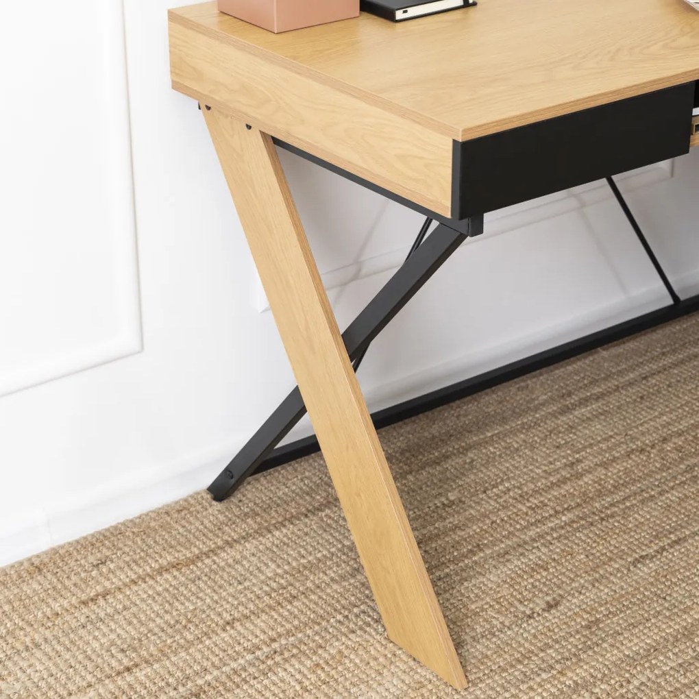 Birou REA 120 cm stejar auriu/negru