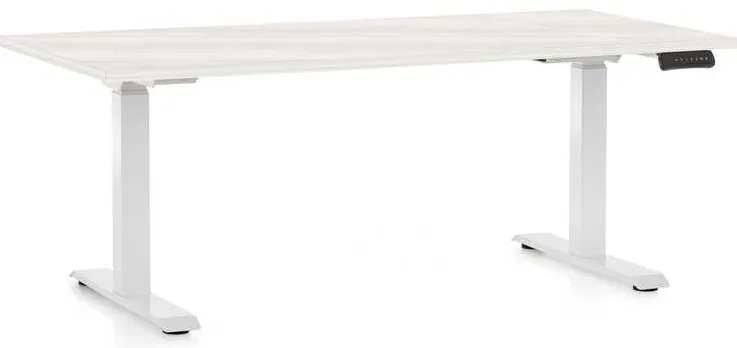 OfficeTech C állítható magasságú asztal, 160 x 80 cm, fehér alap, fehér kőris