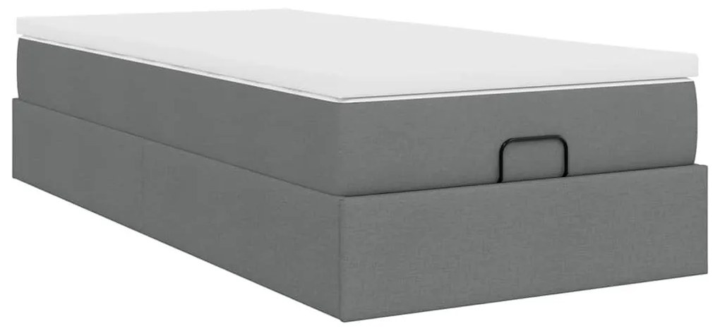 Ottomán ágykeret matraccal sötét szürke 90x190cm szövet