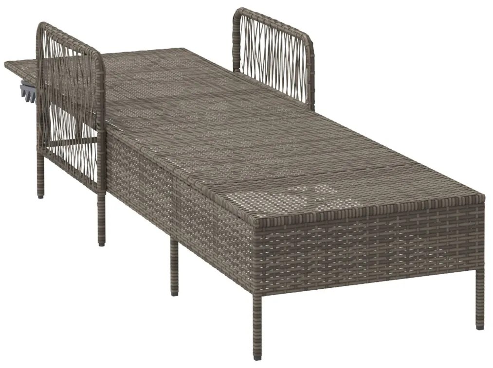 Napozóágy Szürke és sötét szürke PE Rattan 157 x 55 x 92 cm