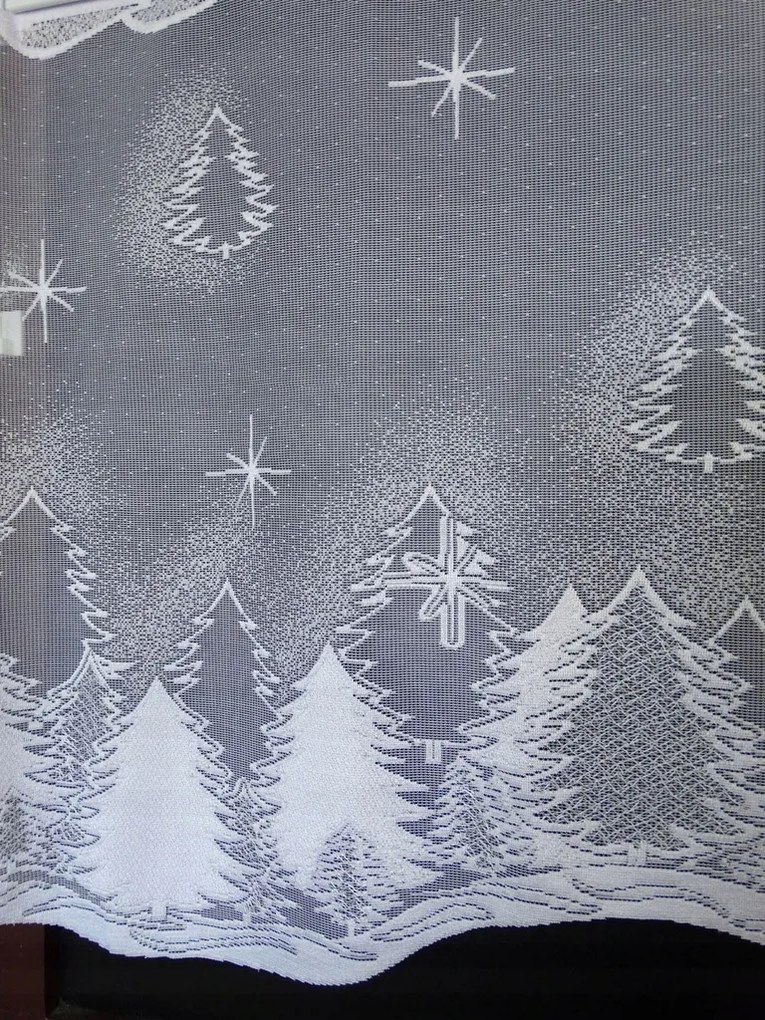 Mg Karácsonyfa Függöny 4168 Fehér 150x250cm Kész Szalaggal K