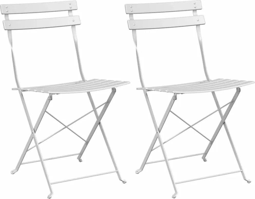 vidaXL Kerti hajtható szék 2 pcs Fehér 42 x 46 x 82 cm Fém