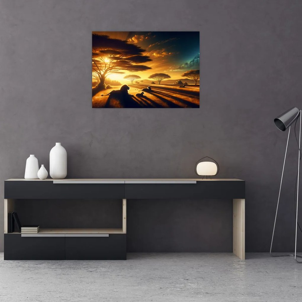 Kép - Pihenő oroszlánok (70x50 cm)
