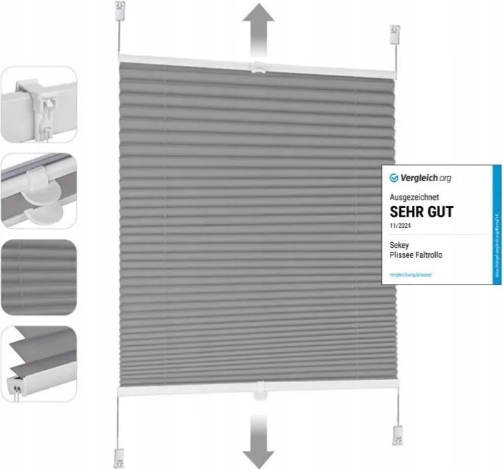 Pliszé Roló Szürke Non-invazív Redőny Méret 70 x 130 cm