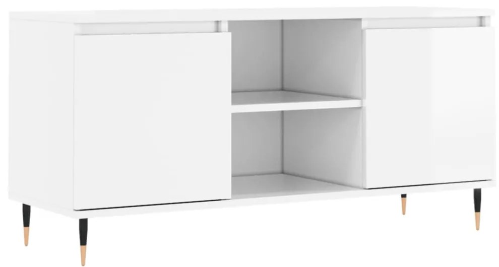 fehér magasfényű szerelt fa TV-szekrény 104x35x50 cm