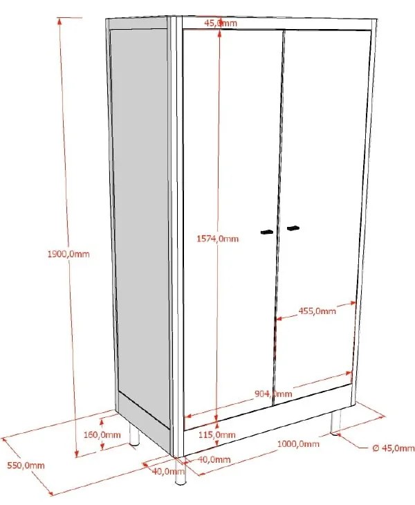 Natúr színű tölgyfa gyerek ruhásszekrény 100x190x55 cm Forrest – Vipack