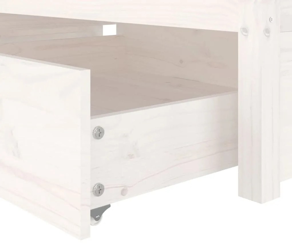 fehér kicsi egyszemélyes ágykeret fiókokkal 75 x 190 cm