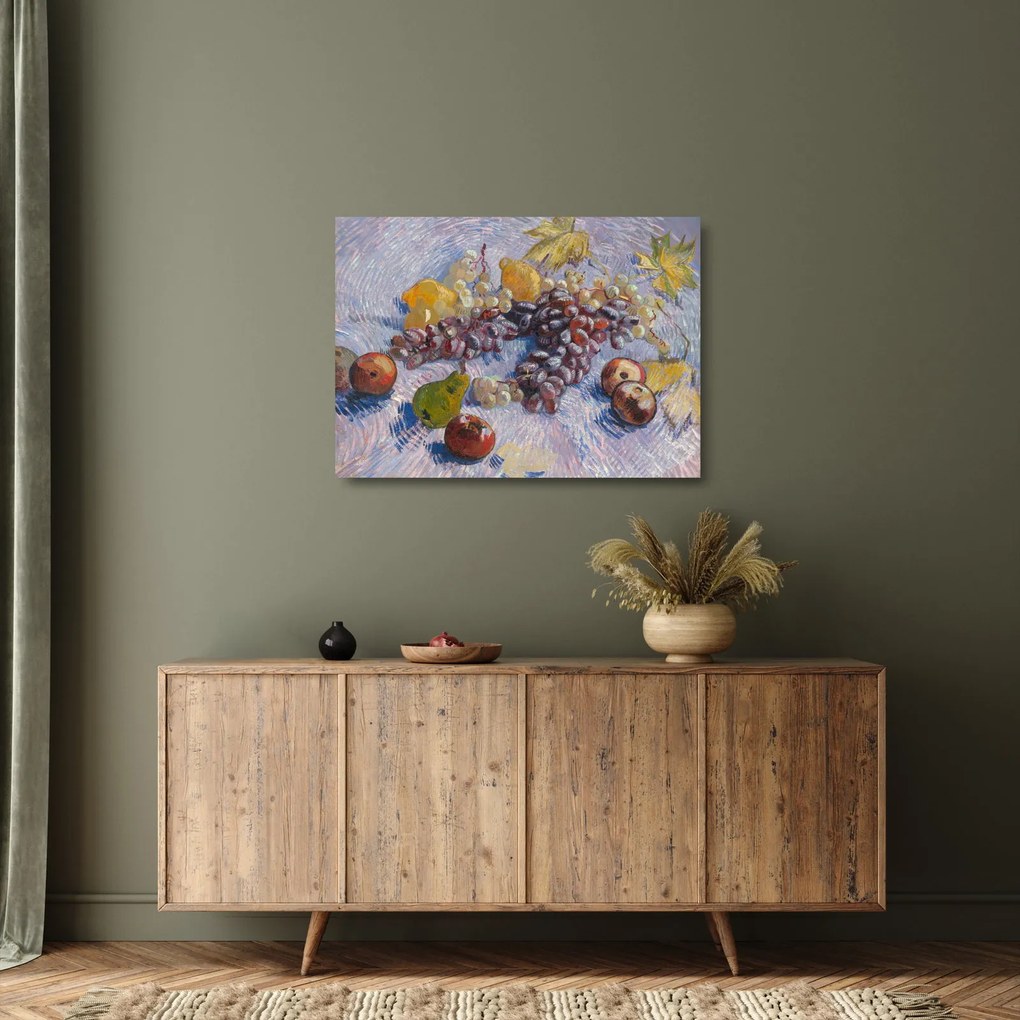 Üveg kép - Vincent van Gogh, Grapes, Lemons, Pears, and Apples, reprodukciók (70x50 cm)