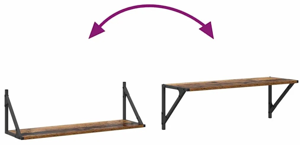 Falpolcok polcokkal 2 pcs Öreg fa 80 x 25 x 25,5 cm Faanyag