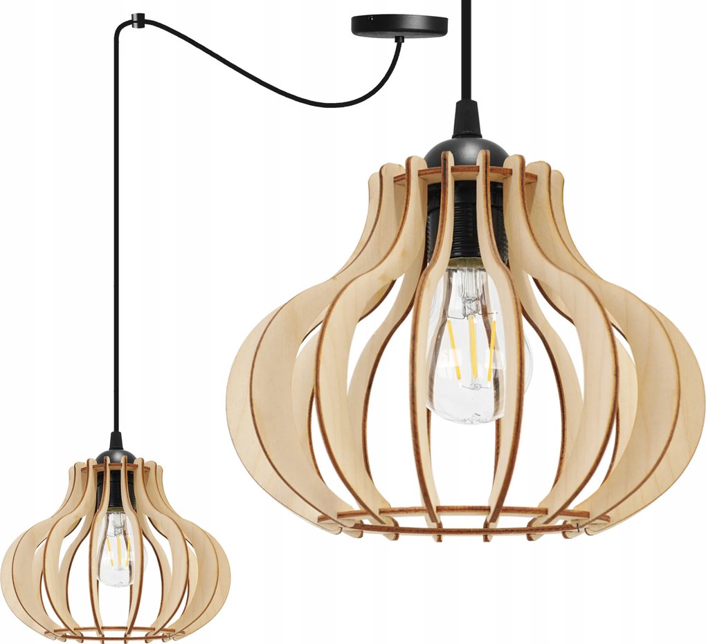 Függő Lámpa Mennyezeti Csillár Fa Modern Boho Led Szimpla