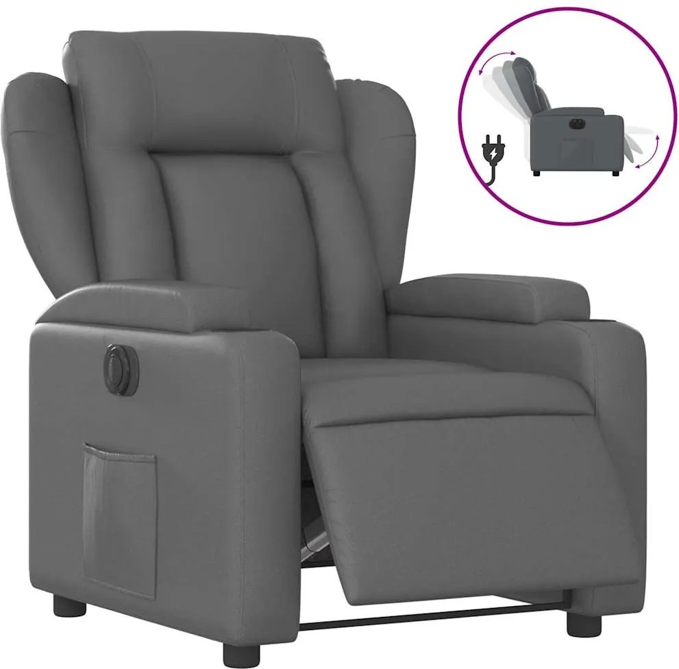 vidaXL szürke műbőr elektromos dönthető fotel