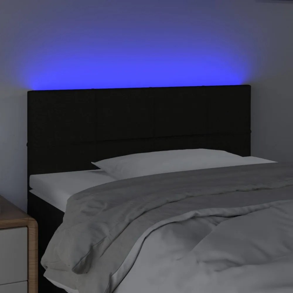 fekete szövet LED-es fejtámla 80 x 5 x 78/88 cm