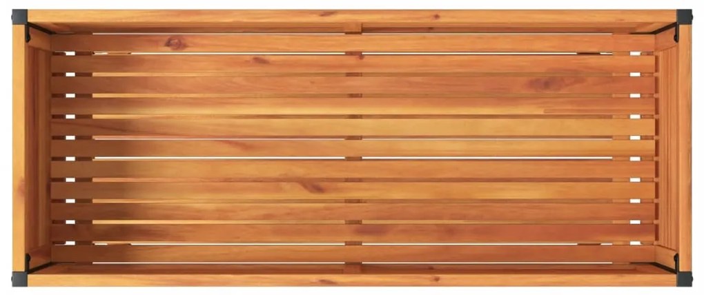 vidaXL tömör akácfa és acél kerti virágtartó polccal 110 x 45 x 80 cm