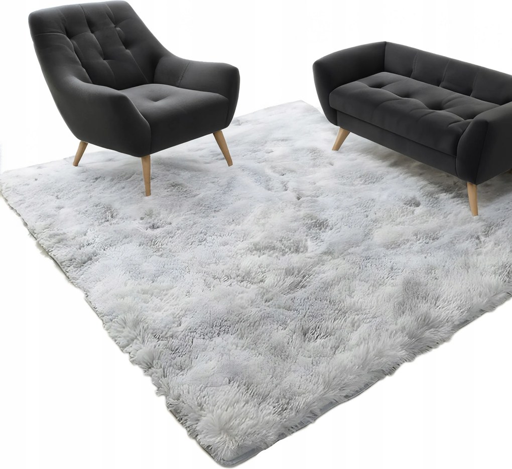 Shaggy Szőnyeg 170x120 Plüss Világos Szürke Bolyhos Puha Szőrme