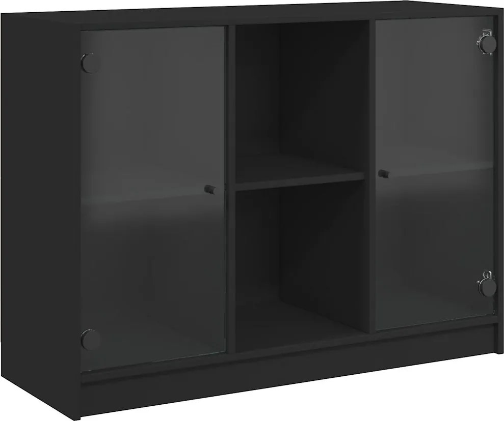 vidaXL fekete szerelt fa tálalószekrény 102x37x75,5 cm