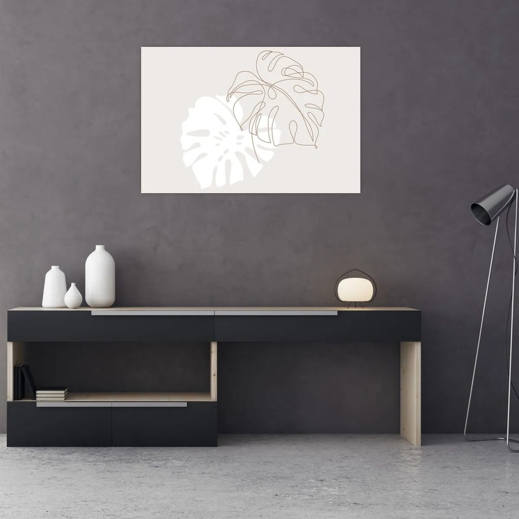 Kép - Line art monstera N⁰2 (90x60 cm)