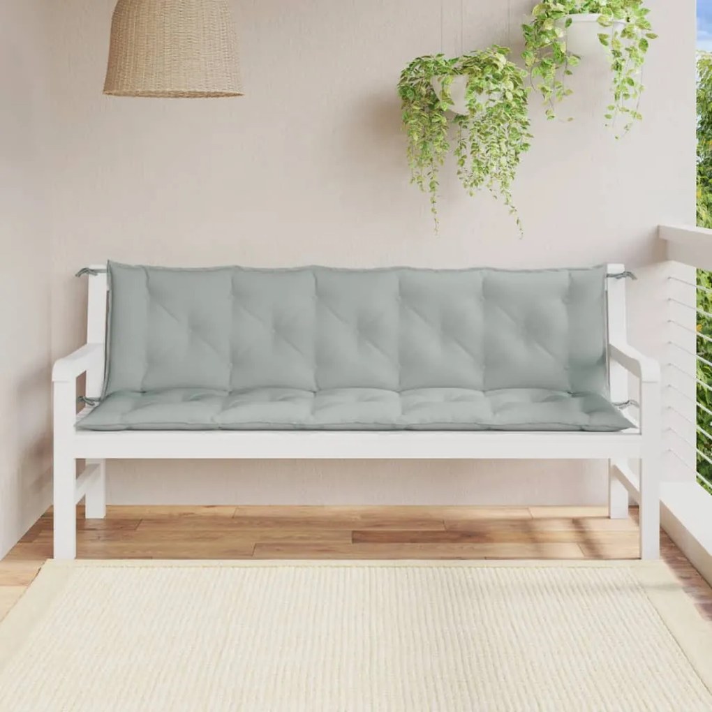 2 db melange világosszürke szövet kerti padpárna 180 x 50 x 7cm