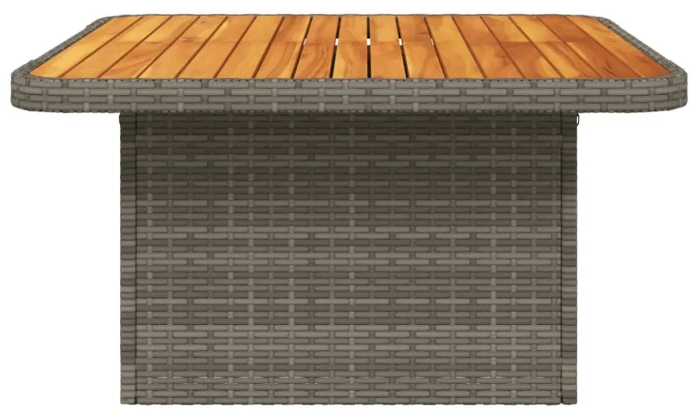 szürke polyrattan és akácfa kerti asztal 80 x 80 x 71 cm