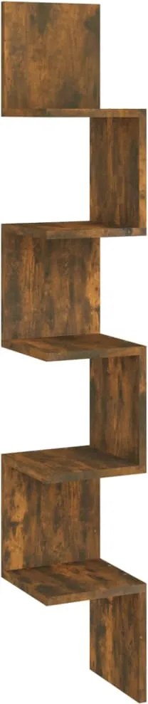 vidaXL füstös tölgy színű szerelt fa fali sarokpolc 20x20x127,5 cm