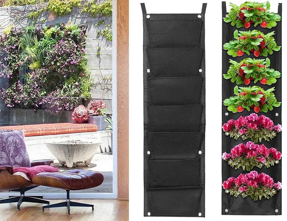 VERK Filc függőleges növénytartó - 7 zseb palánták számára