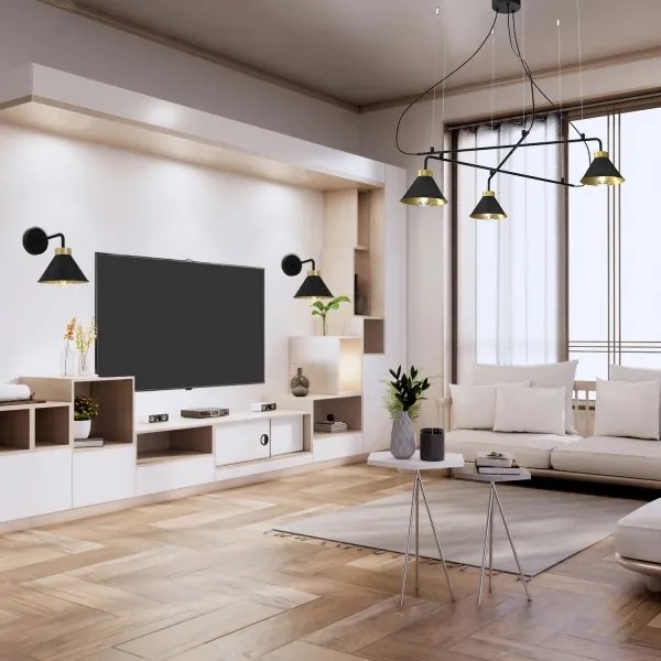 Fali lámpa DEMET 1xE27/60W/230V fekete/arany