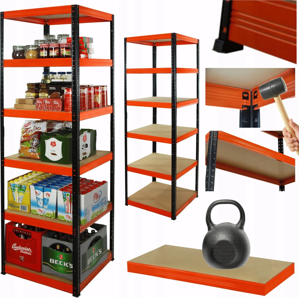 Tárolószekrény fém állvány Helios 213x60x60cm 6Px175kg 300EZER Komb